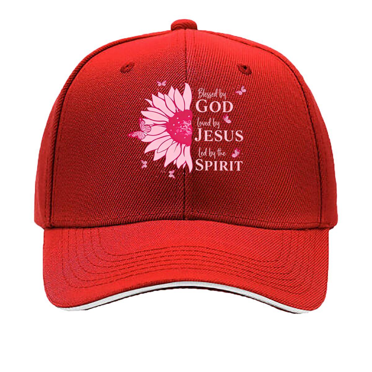 Blessed By God  Loved By Jesus Pink Sunflower Vintage Color Baseball Cap Lightweight Sun Protectiv Sandwich Baseball Cap One Size
