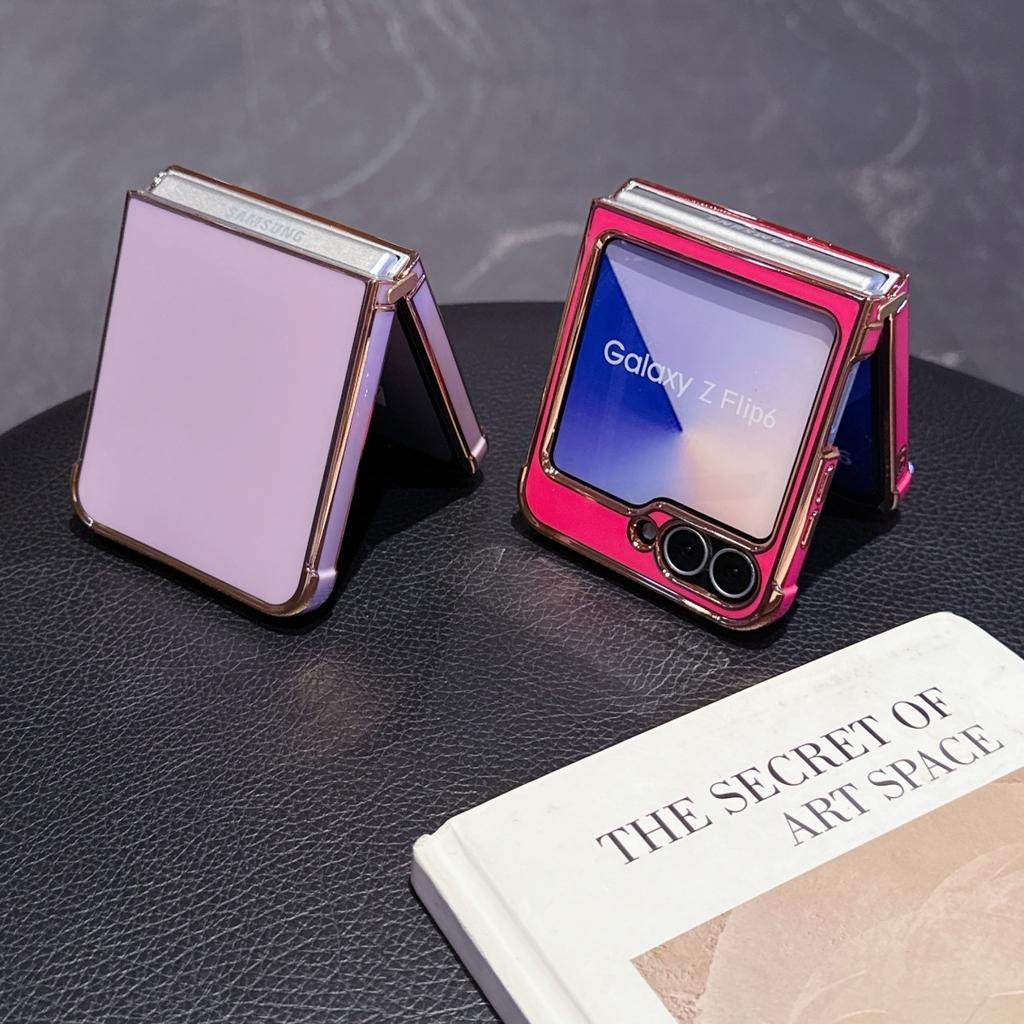 Fashion Plating Airbag Glossy Silicone Phone Case For Samsung Galaxy Z Flip 7 FE 6 5 Electroplated Bright Shockproof Armor Cover