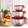 Mixing Bowls with Lids Set - Nesting Bowls with Graters, Handle, Pour Spout, Airtight Lids - Stainless Steel Non-Slip Mixing Bowl(Set of 3)
