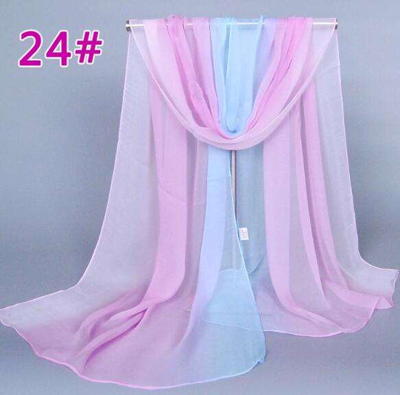 Lady Fashion Voile Girls Scarves Chiffon Scarf Women High Quality Gradual Color Women Silk Scarf  Popular Scarves Wrap shawl