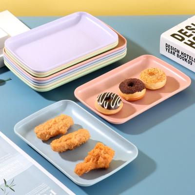 Wheat Straw Plastic Snack Plate New Reusable Durable Table Trash Tray Lightweight Tableware Square Tray