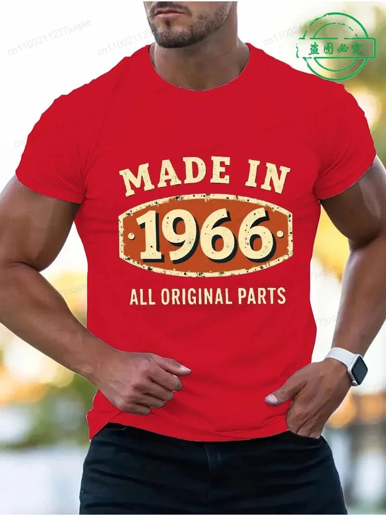 Vintage Made In 1966 All Original Parts Print Tshirt Summer Casual Short Sleeve Tops Fashion Street Unisexs Clothes