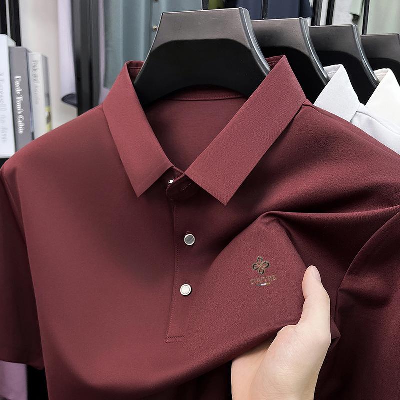 Summer Lapel Collar Short Sleeve T-Shirt Men s Loose Fit Casual Polo Top M