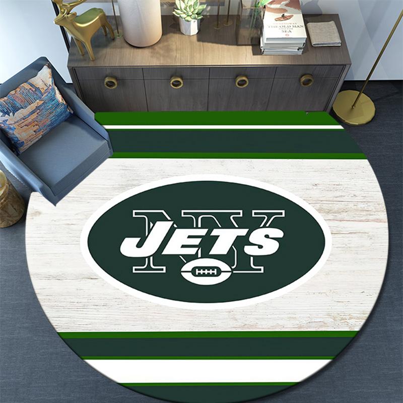 New York Jets2 Round Area Rug,Carpet Rug for Living Room Bedroom Sofa Playroom Decor,Non-slip Floor Mat