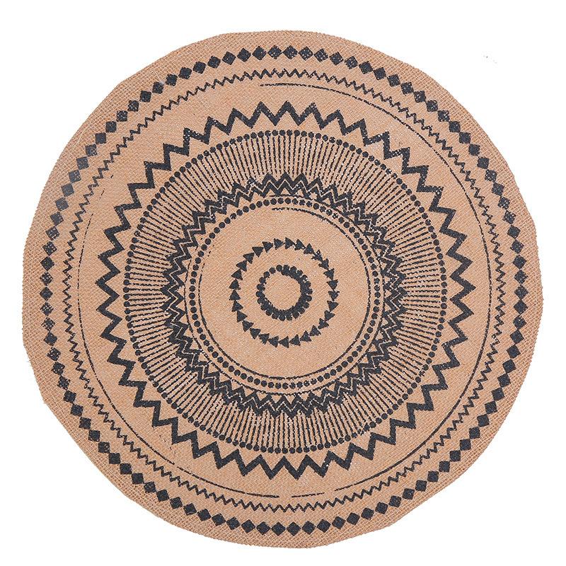 Eco-friendly round Japanese minimalist wind fringed placemat table mat coaster natural color jute modern minimalist