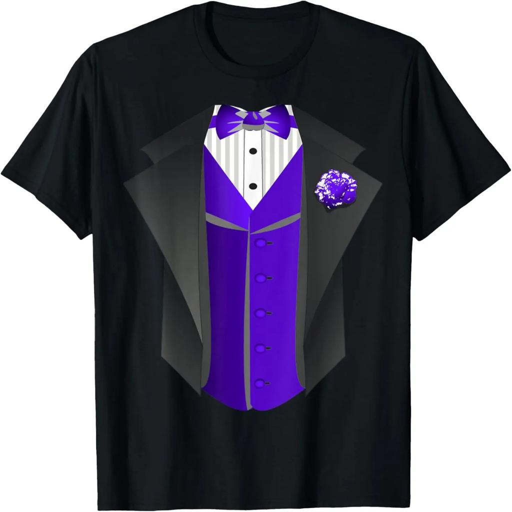 T-shirt con gilet viola da smoking dal design originale