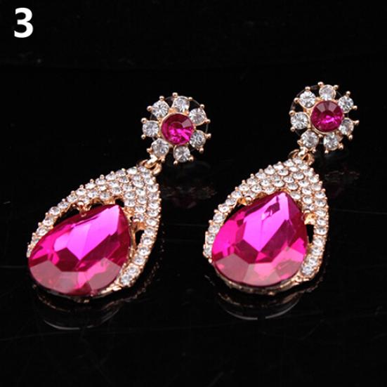 

Женские серьги-капли в корейском стиле, очаровательные ювелирные изделия из рехинстоуна красный