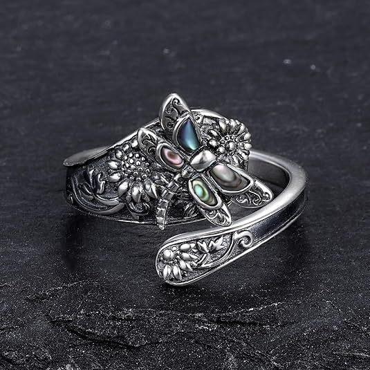 Ladies' Retro Personalized Dragonfly Sunflower Wrapped Ring