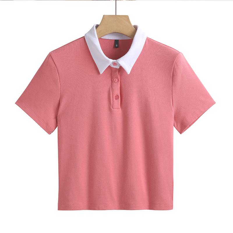 Summer 2025 Hot Color Block Polo: High-Waist, Slim Fit, Stretch Cotton Shirt & Shorts Set