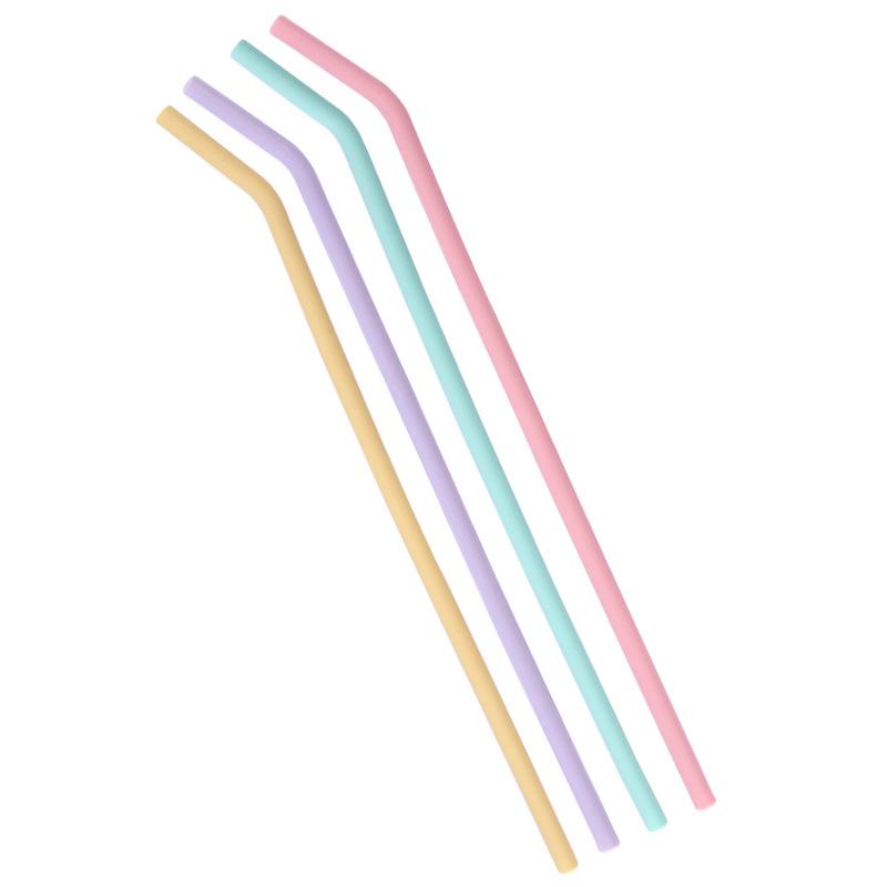 Xuan Jun Nordic Silicone Bent Straw Set, Four Colors, Heat Resistant & Dishwasher Safe Bent