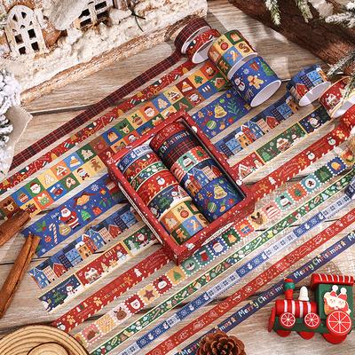 Set di 6/12 Rotoli Nastro Washi di Natale Nastro Decorativo Xmas per Scrapbooking Babbo Natale Nastro Decorativo Nastro Adesivo Mascherante