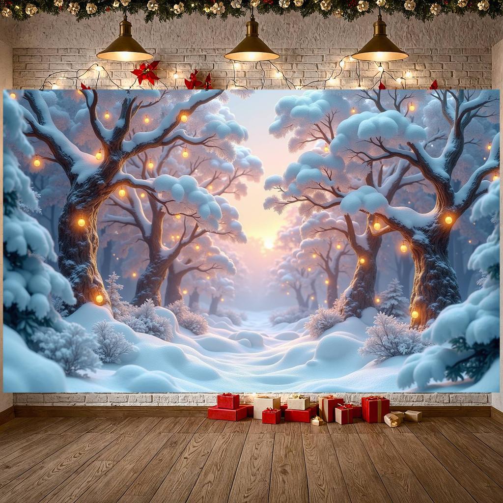 Winter Banner Winter Landscape Christmas Background Snowy Display Frosty Branches Holiday Background For Holiday Decorations