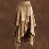 New Women's Vintage Western Irregular Rope Tie-Waist Fringed Faux Fur Midi Skirt