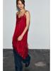 European & American Style Women's Sexy Lace Patchwork Asymmetrical Spaghetti Strap Dress