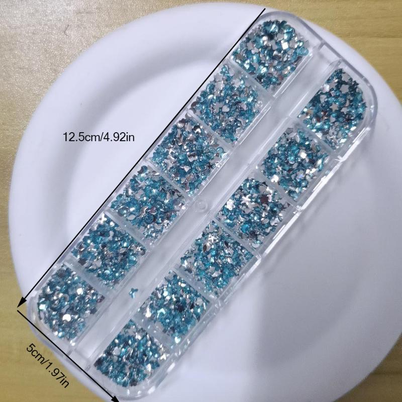 Mix 3D Flatback Nail  12 Grids Mini  Diamonds For Nail Art Glitter Charm Decorative Diy Manicure Art Accessor