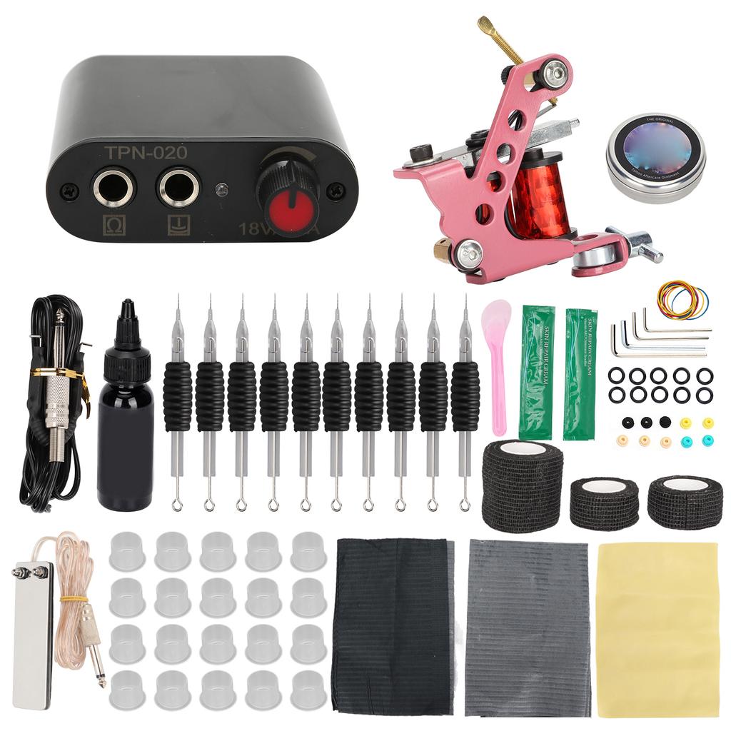 Complete Tattoo Machine Kit Tattoo Power Supply Practice Pigment Practice Skin Repair Cream Set