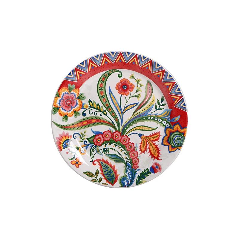 Kreatywne chińskie ceramiczne talerze, wyjątkowy okrągły talerz, pyszne domowe dania, talerz na steki, wykwintne kwiaty, zastawa stołowa