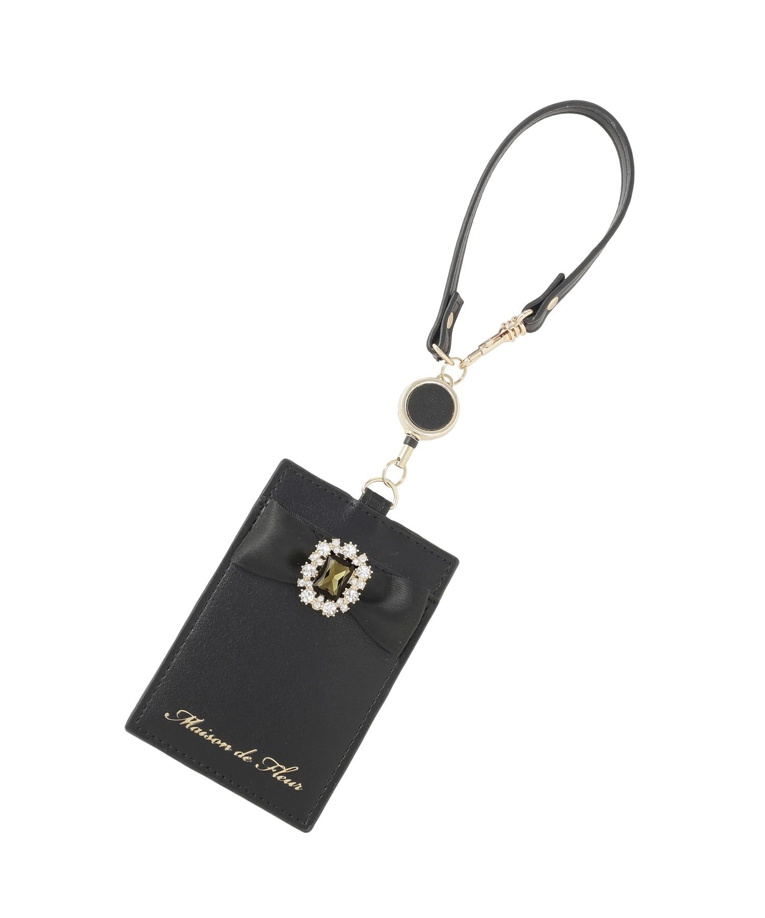 Maison de FLEUR de Retractable Bijou Ribbon Pass Pass Case 08001387300 (Maison Fleur) Case, Black, F, чёрный