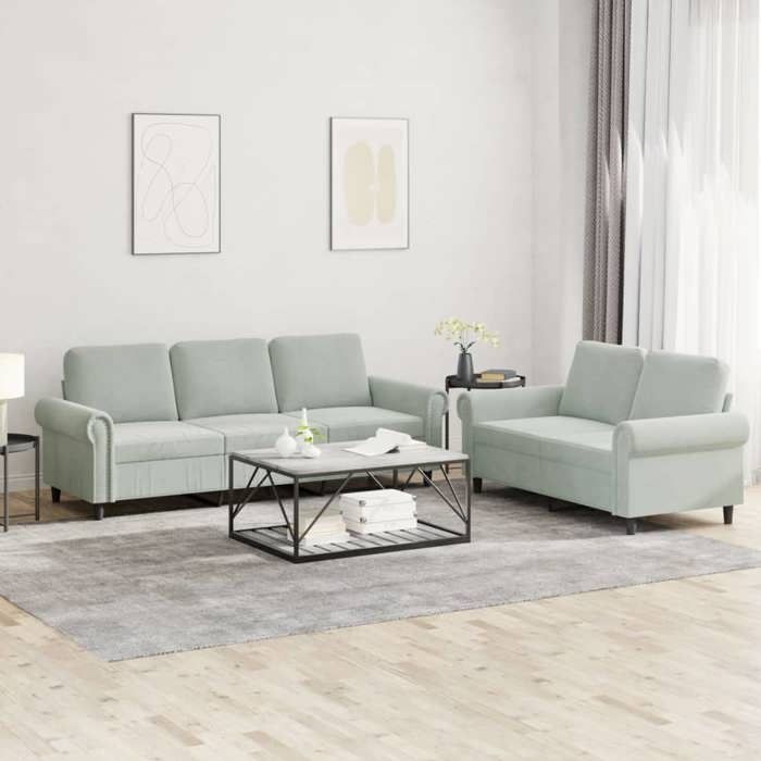 VidaXL Ensemble de Canapés avec Coussins 2 pcs, Canapés avec Accoudoirs et Dossier, Ensemble de Meubles, Mobilier de Salon, 3202250