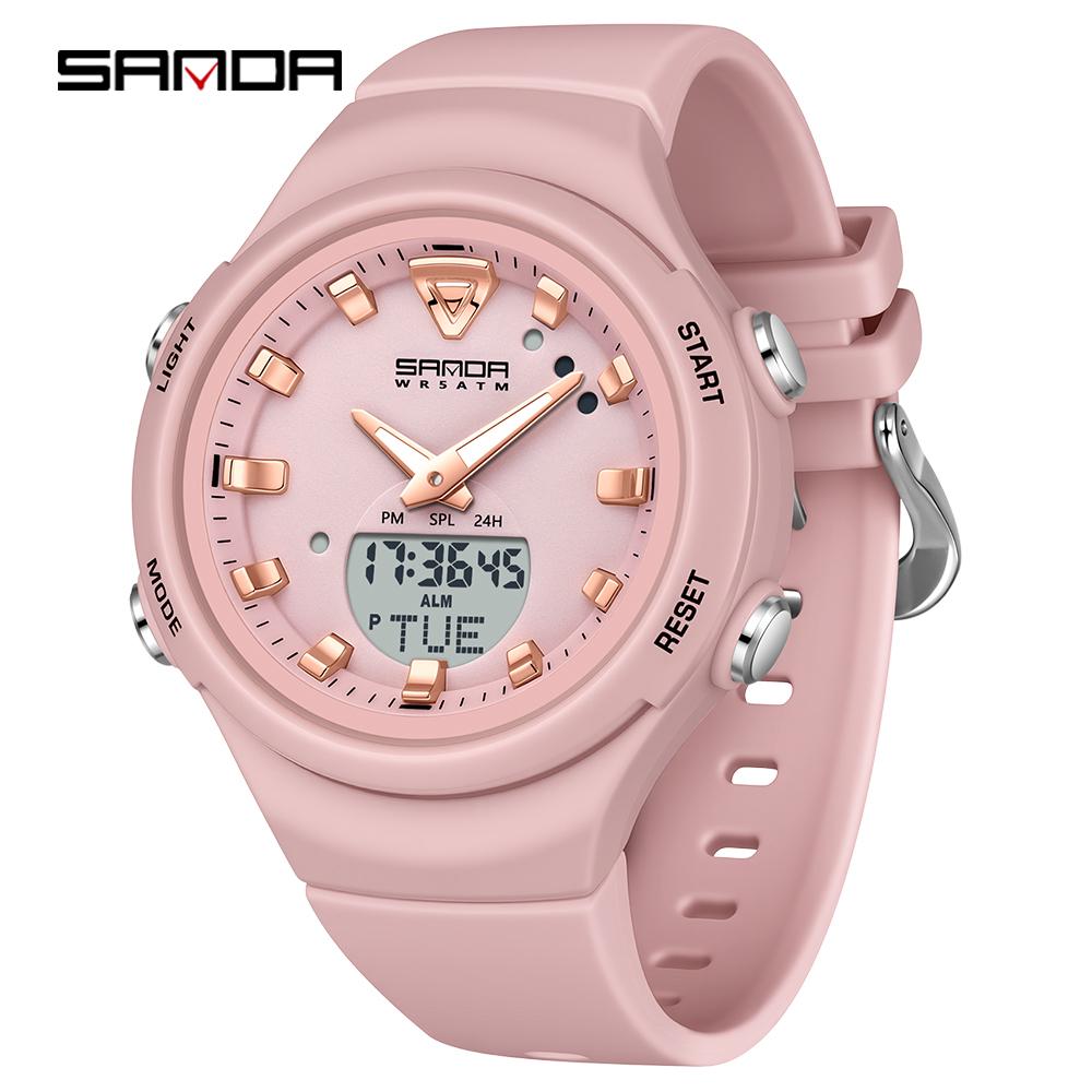 SANDA SD6371 Double Display Sports Watches Men Luminous Multifunction Waterproof Women Wristwatch