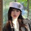 Spring Sunproof Sailor Hat Woman Commutes Captain Hat Camping Taking Photo Sailor Hat with Rose Decals for Girlfriend