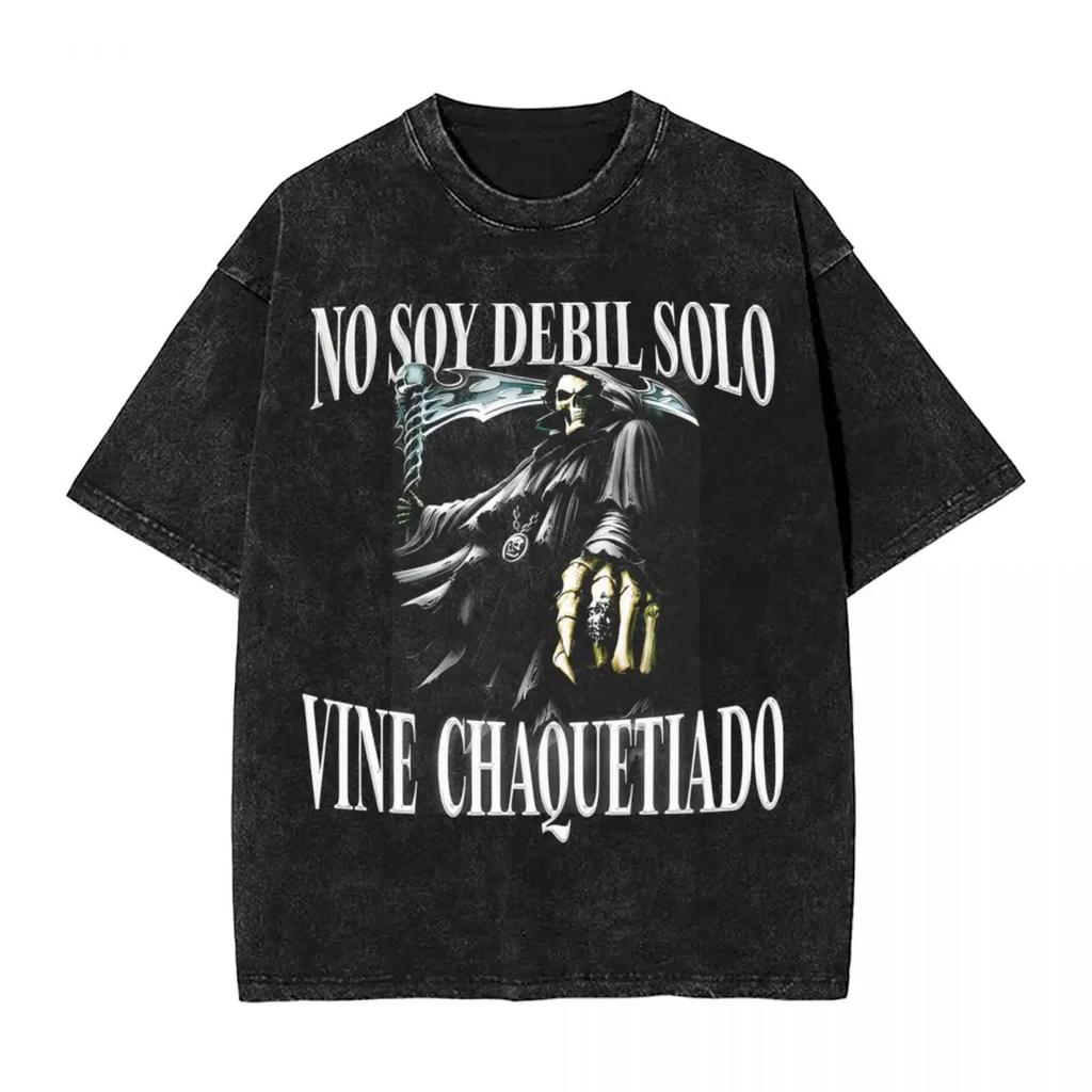 CULEROS ESO NO ERA CREATINA Fun Skeleton Gym Washed T-Shirt Man Vintage T Shirts Summer O-Neck Top