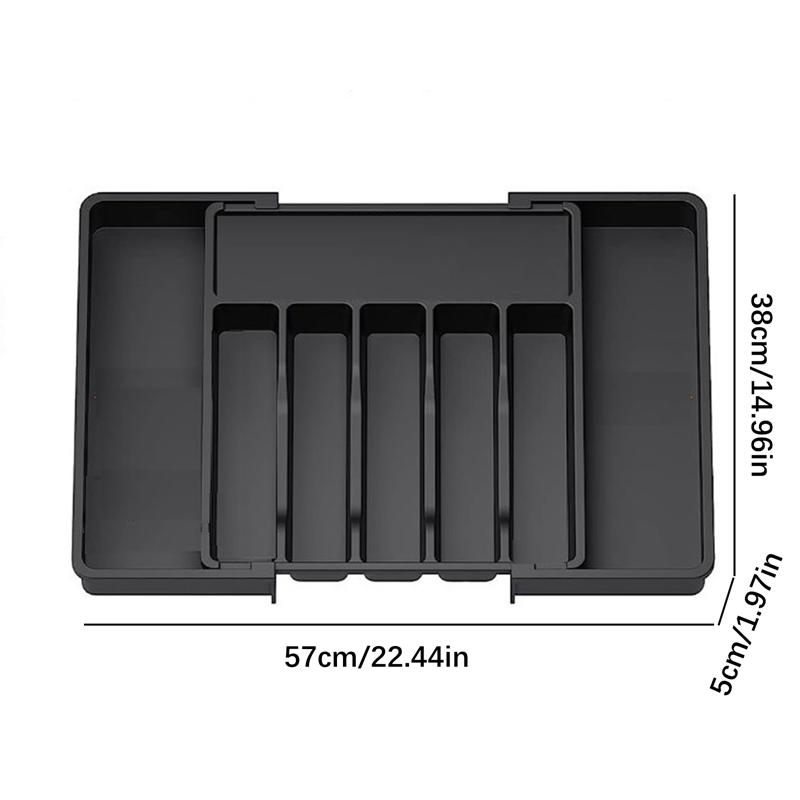 Silverware Drawer Organizer Expandable Utensil Tray For Kitchen Adjustable Flatware And Cutlery Holder Black Cutlery Organiser
