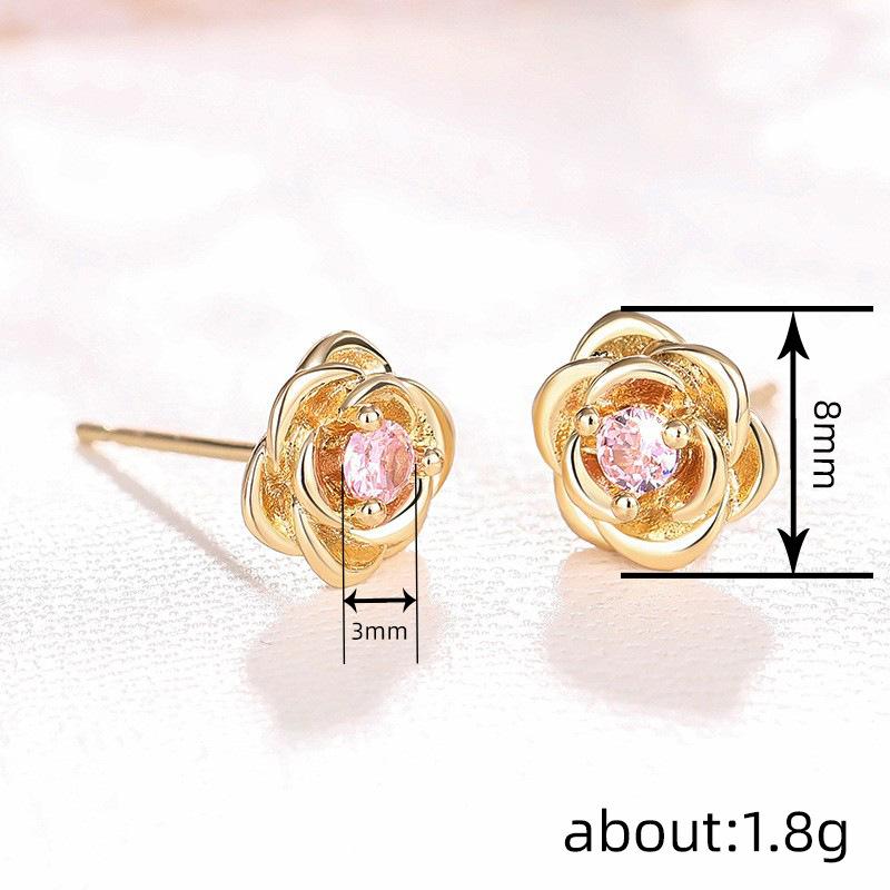 Rose series small fragrant wind earrings, flower design exquisite fashion sweet wind, versatile temperament stud earrings