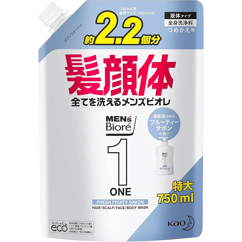 Biore Men s ONE All-in-One Body Wash Fruity Soap Scent 750ml Refill