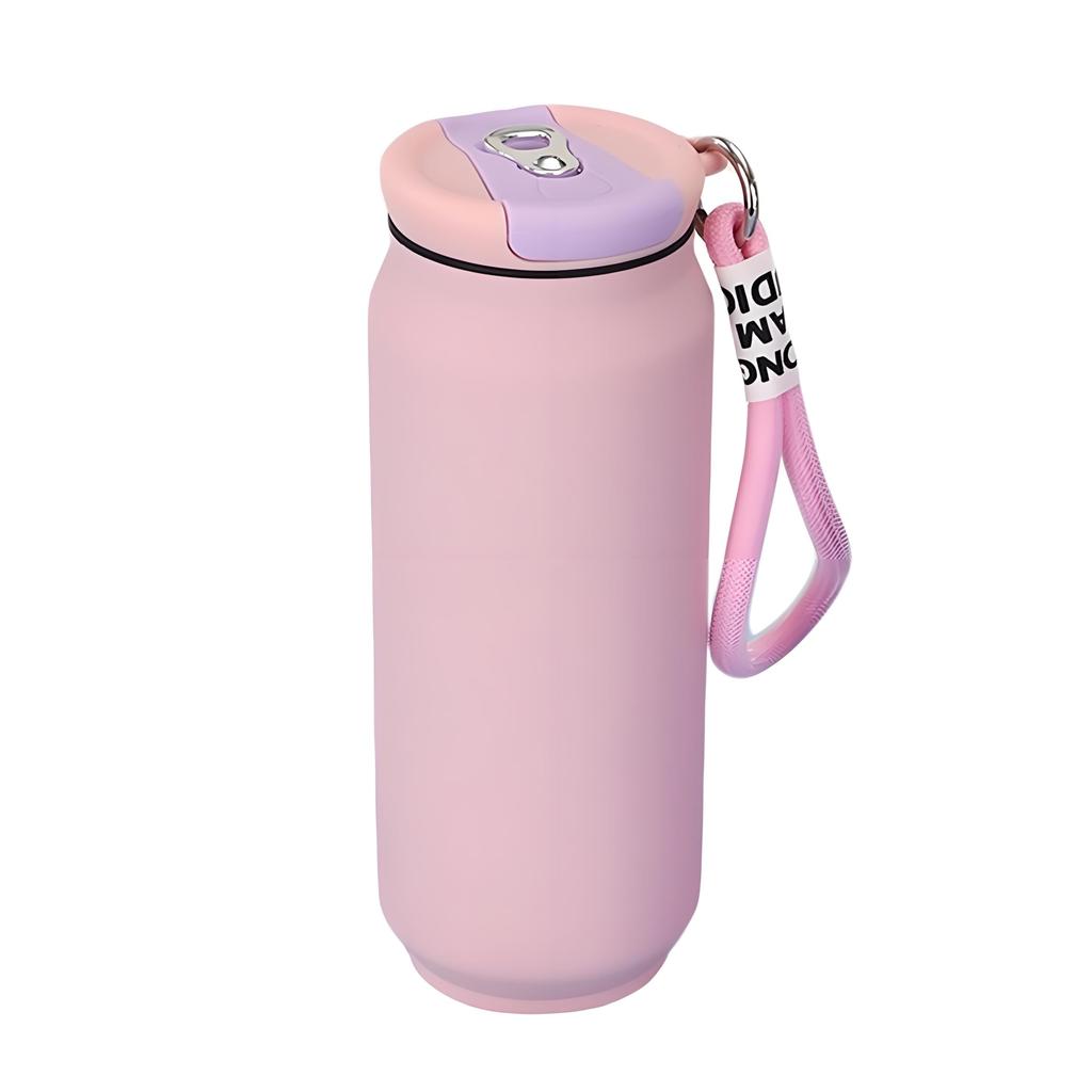IOLOYU 500ml Stainless Steel Thermos Water Large with Vacuum Carrying Strap Suitable for Girls and Carrying Strap Coffee Mug Bottle, Capacity,