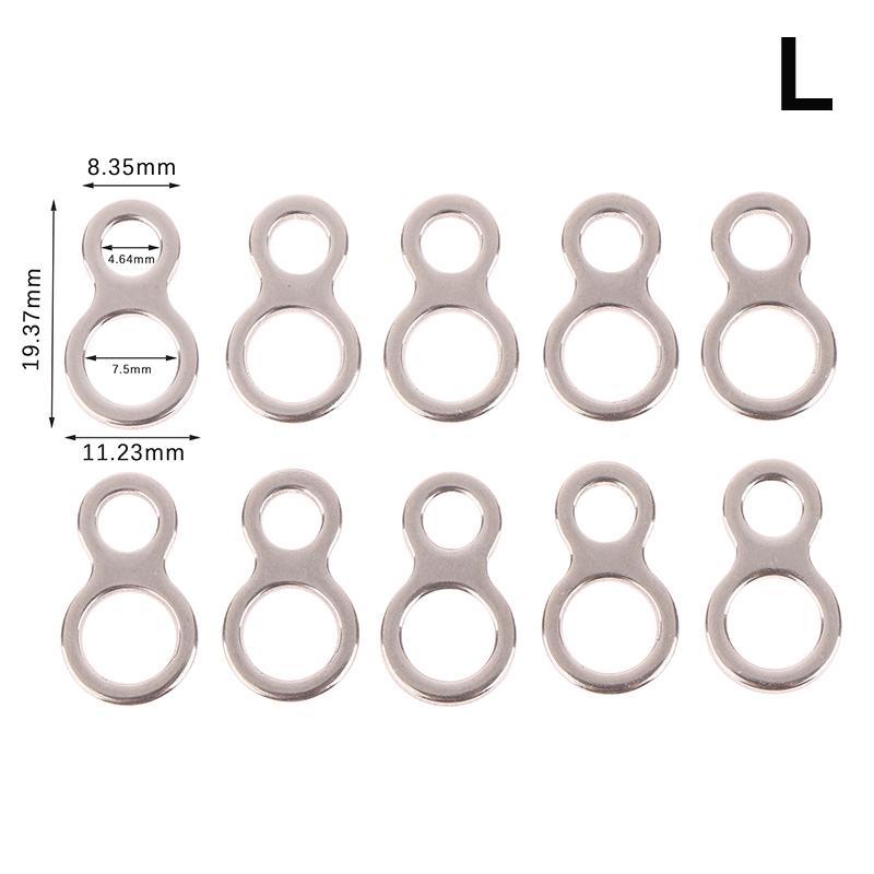 10Pcs Stainless Steel Fishing Jig 8 Figure Rings Fishing Solid Ring Fishing Lure Assist Hook Terminal Lures Pin Connector
