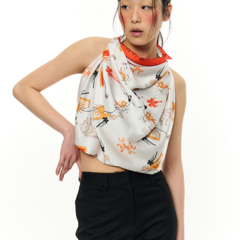 KIMZISU JOMO Motif Square Scarf _ Orange