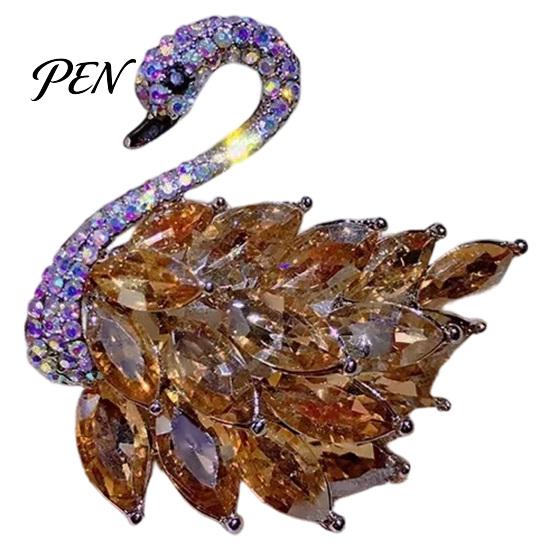 Sparkling Swan Brooch for Women, Rhinestone Decorative Lapel Shape Pin, Animal Shaped Jewelry Suits Coats Sweaters Sweater Decoration