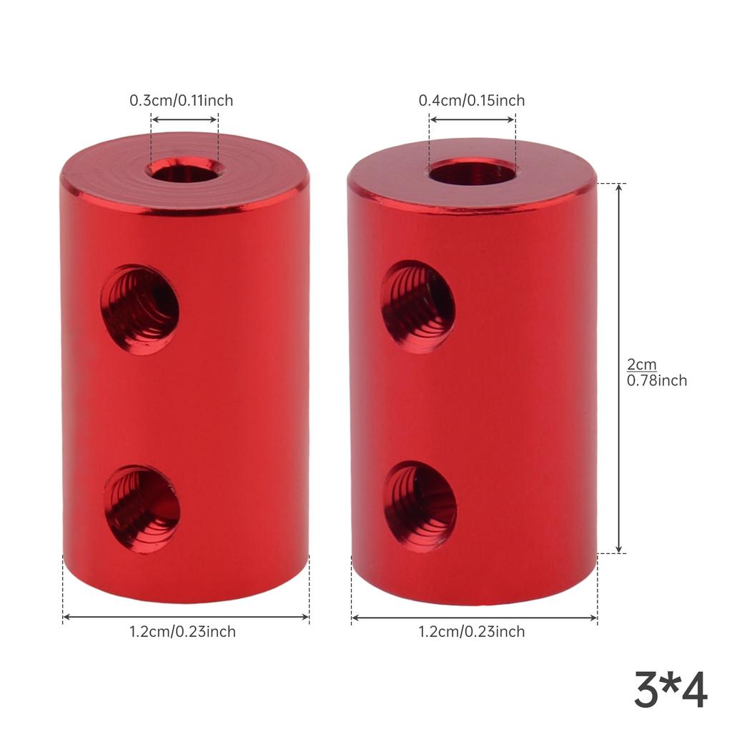 1PCS Rigid Shaft Coupling Aluminum Alloy Red Motor Coupler Connector Sleeve for RC / Airplane / Boat Motor Accessories with M4 Screws