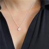 Copper-Plated Silver Peach Heart Necklace for Women - Sweet, Cute, Pink/Blue, Fashionable Clavicle Chain