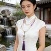 Women's Fashion Long Layering Beaded Fringe Necklace with Glass Stone Accents for Comfortable and Stylish Wear in Various Occasions
