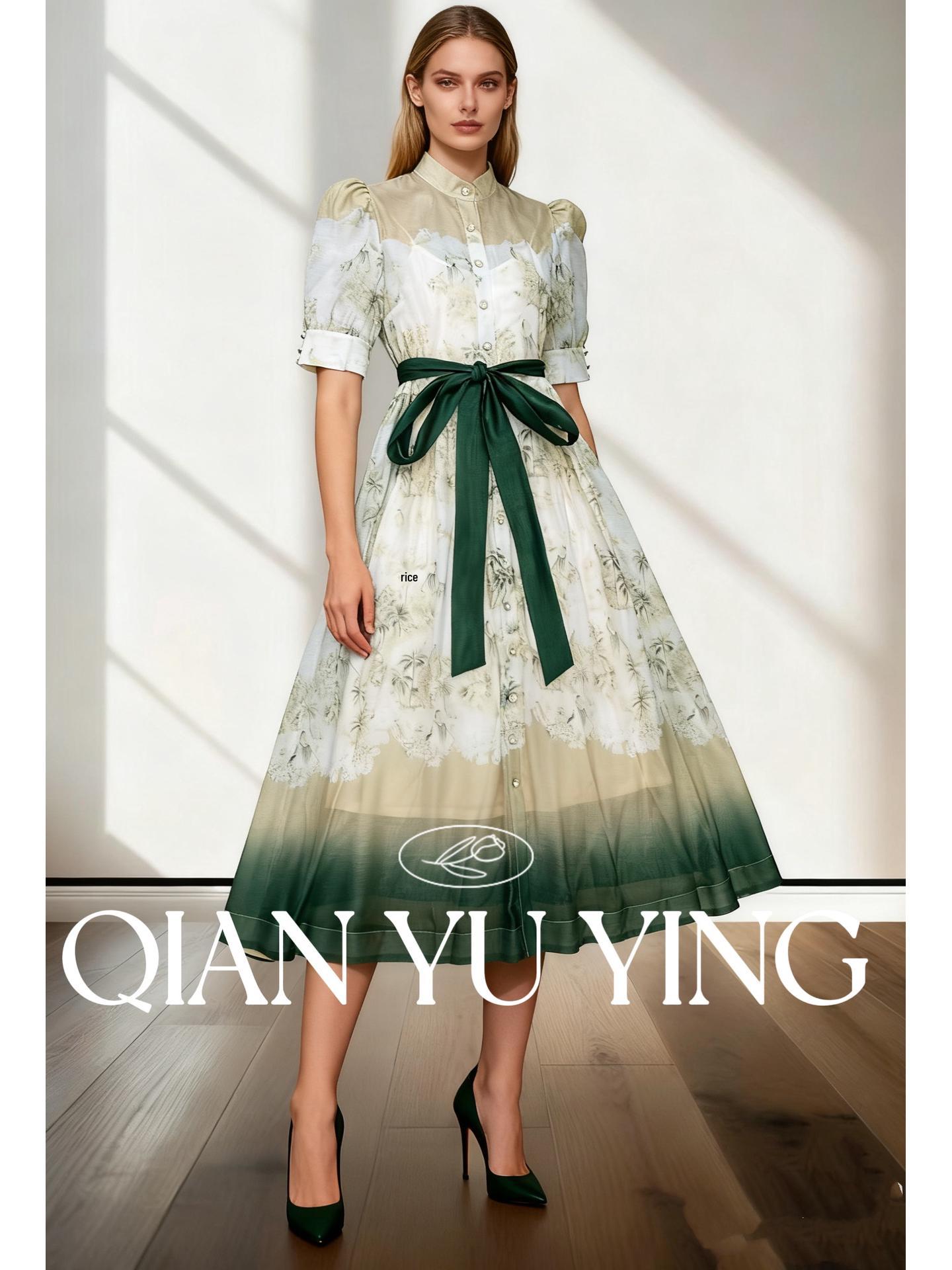

Women s Summer 2025 High-End Retro Lace-Up Shirt Dress XL