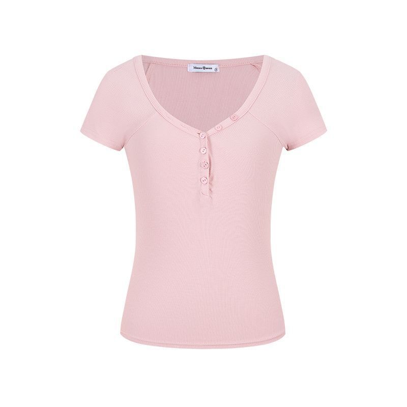 Queen White Vneck Short Sleeve T Shirt For Summer Casual Women