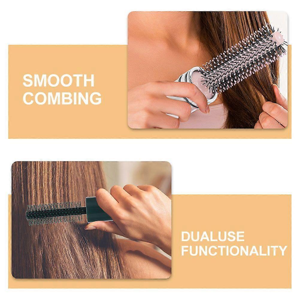 2pcs Retractable Round Brush For Blow Drying And Styling Travel Size Hair Brush For Curly Hair Compact Roll Brush For Women And Men