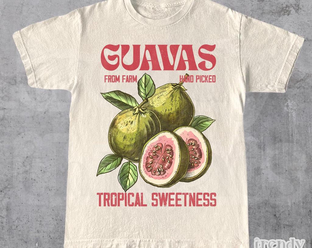 Guavas Retro Commercial Graphic Shirt, Vintages Guavas Label T-Shirt, Exotic Fruit Lover Tee, Cute Unisex Adult Graphic T Shirt, Cool Gift