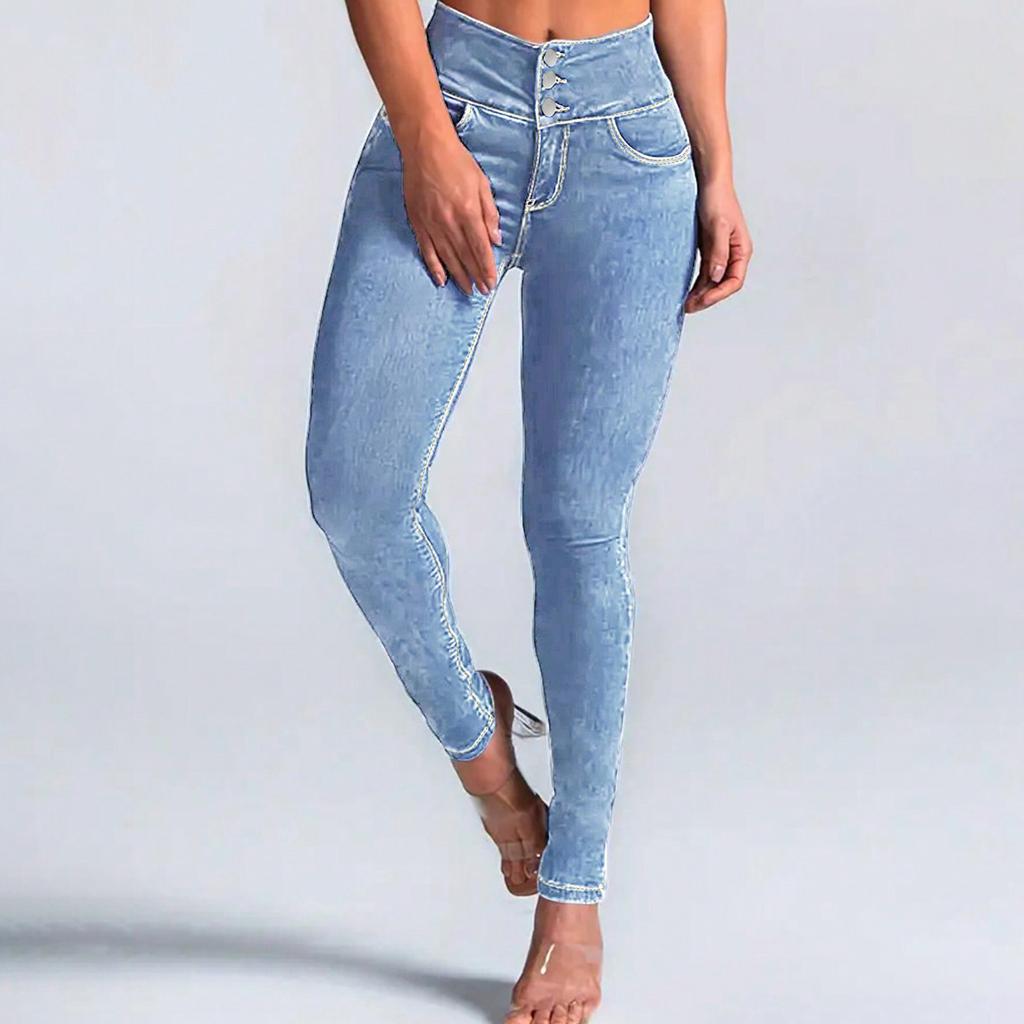 Women's High Waist Washed Women's Jeans Fashionable Versatile Straight Leg Pants