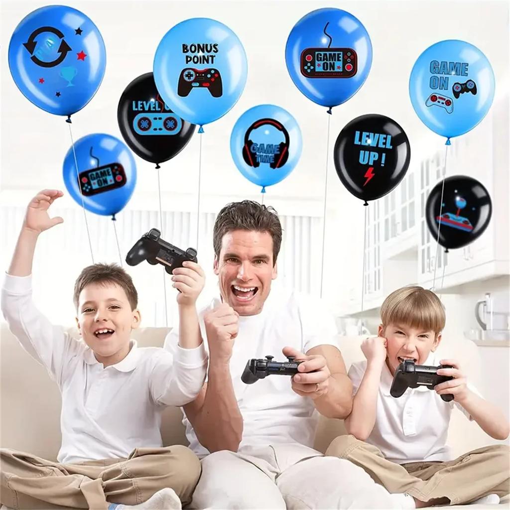 Video Game Party Supplies Set Baby Boy Birthday Party Decoration Happy Birthday Gaming Backdrop Game Table Covers Gamer Balloons