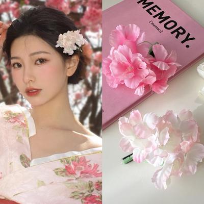 Feenhaftes Rosa Kirschblüten Simulierte Blume Haarnadel Seitenclip Seite Hinterkopf Haarkarte Urlaubsfoto Haarschmuck