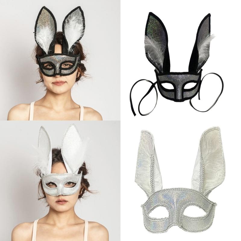 Rabbits Ears Masquerade Half Mask for Themed Event Proms and Festivals Party Rabbits Glitter Eyemask for Adult Unisex