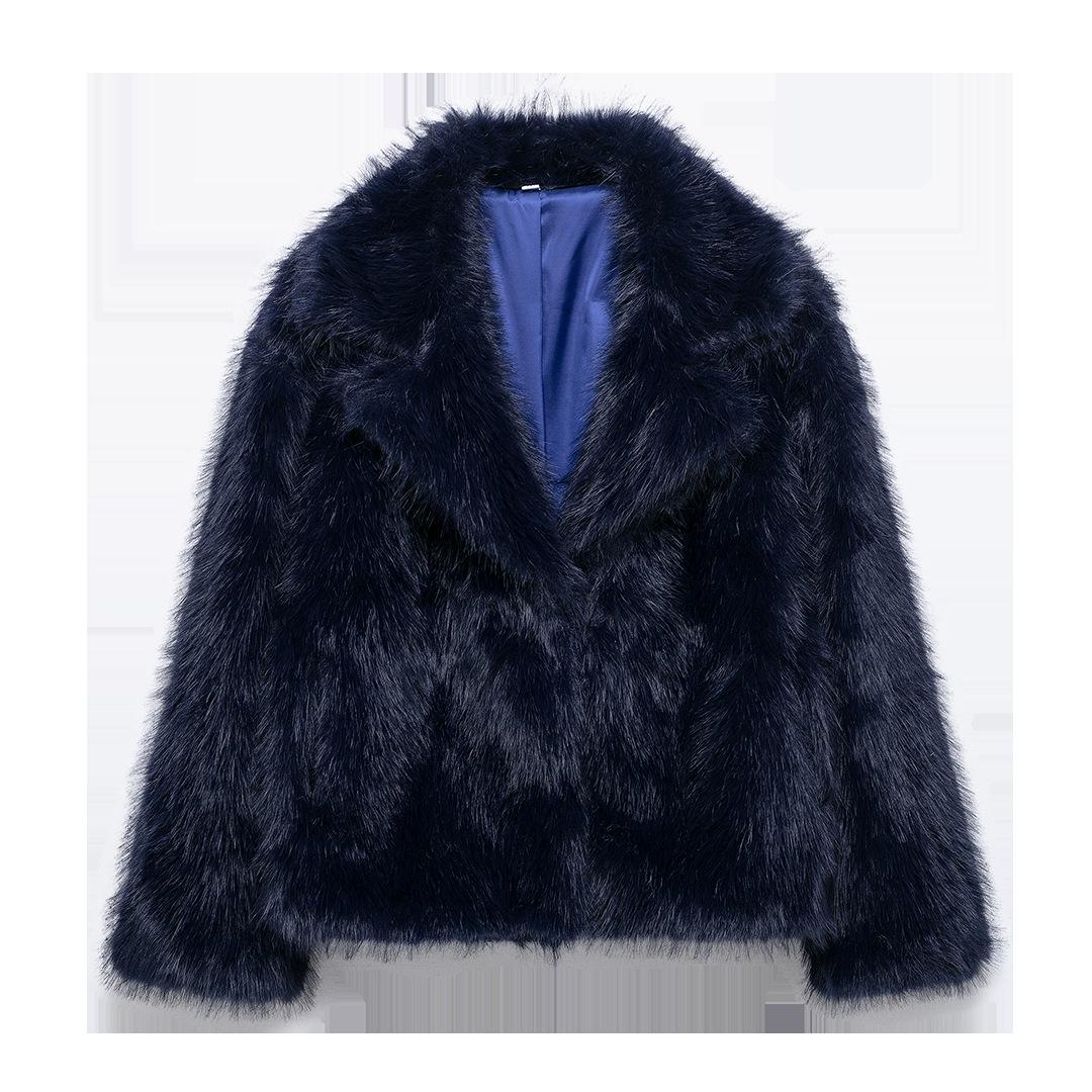 

2024 Экологичная короткая шуба из искусственного меха: Европейская и американская осенняя мода для женщин Extra Small