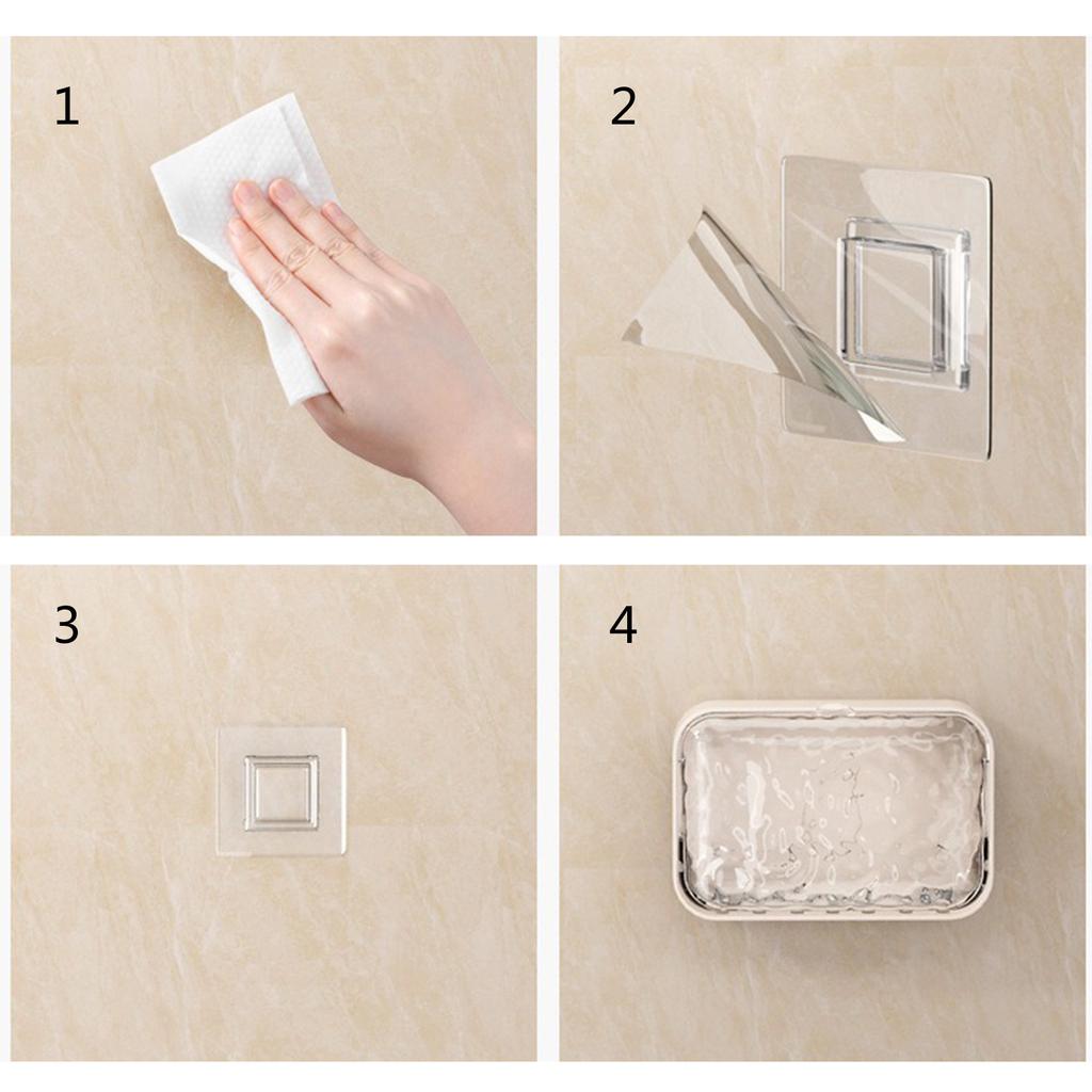 Adhesive Soap Dish with Glacier Texture Design Drainage Holes Bathroom Organizers Wall Mount Storage Organizers