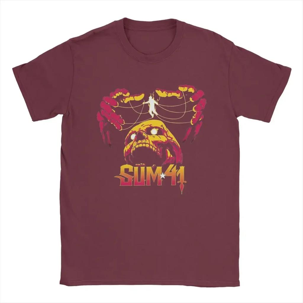 The String Skull Sum 41 Band Tshirt Unisex Sum41 Punk Funny Cotton Tee Shirt Round Neck Short Sleeve T Shirts Graphic Printed Tops