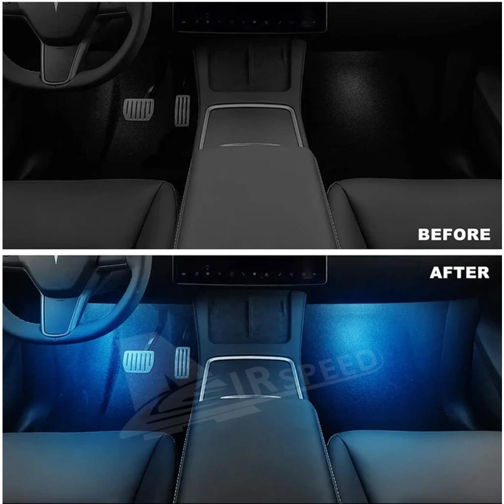 Ultra-Bright Interior Foot-Well Lights for Tesla Model Y Juniper 2025-2020 Model 3 Highland 2018-2024 Model S/X LED Bulbs Kit
