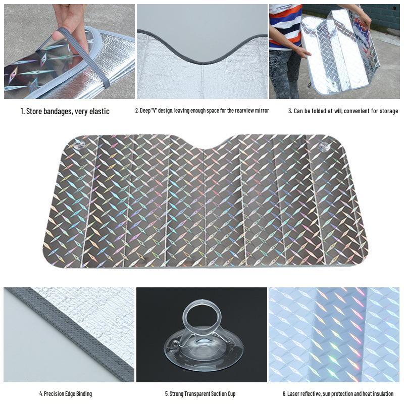 Universal Car Laser Sunshade with Thickened Heat Insulation for Front Windshield - Off-Road Suction Cup Type