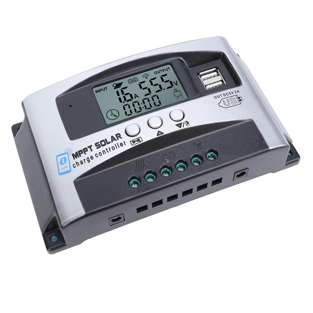 MPPT Güneş Şarj Kontrol Cihazı Bluetooth Uygulama Kontrollü 12V 24V 36V 48V LCD Ekranlı Güneş Paneli Akıllı Regülatör